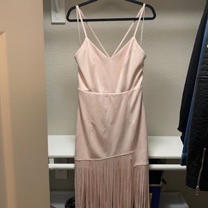 Pink Suede Fringe Party Dress